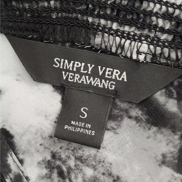 NWOT! VERA WANG/SIMPLY VERA! STORMY BLACK, GRAY CHIFFON RUCHED WAIST DRESS! SZ S - Picture 8 of 9